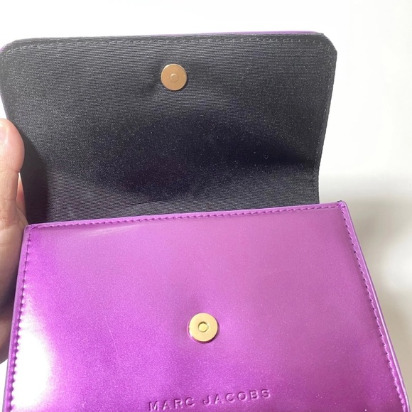 Marc Jacobs Cosmetic Case Purple Teal Lined Button Closure Make-Up Bag Clutch - Picture 6 of 11